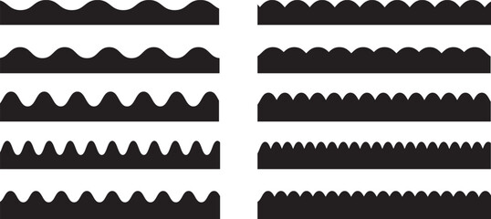 Scalloped edge shapes vector set. Simple scalloped border. stripe, tape collection isolated on white background. white Bother
