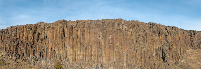 Stunning geological basalt columns wall