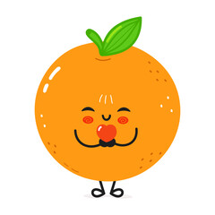 An adorable cartoon Orange fruit holding a heart, radiating love and happiness.