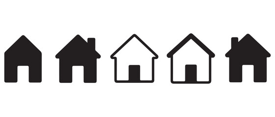 House icon silhouette set of five illustration
