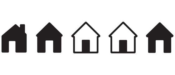 House icon silhouette set of five illustration
