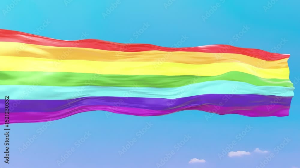 Wall mural colorful lgbt flag waving in a loop with soft pastel color style