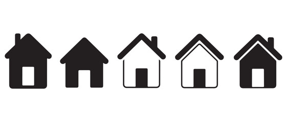 House icon silhouette set of five illustration

