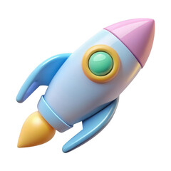 Cute cartoon rocket isolated on transparent background