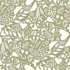 Fototapeta premium Elegant sage green floral design with intricate motifs Vector repeat pattern