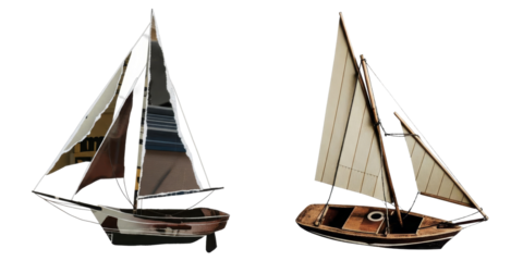 PNG Two vintage sailboats float against a transparent backdrop.