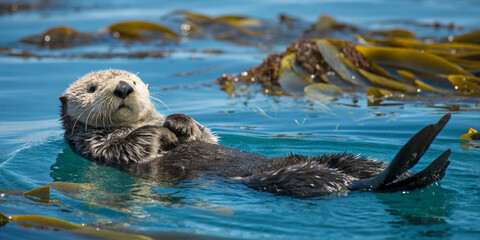 Sea otter wildlife animal mammal.