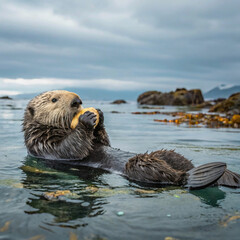 Sea otter wildlife animal mammal.