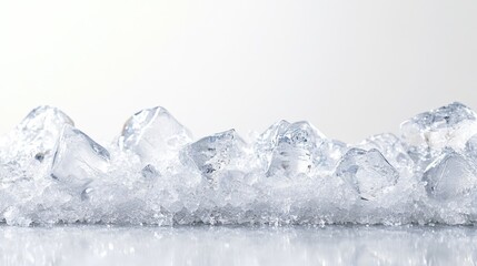Obraz premium Ice cubes on pure white background food photography minimalist style focused view refreshing concept