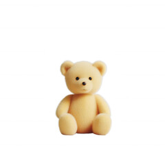 Fototapeta premium A cute, soft teddy bear sitting on a white background, ideal for children's decor or gifts. Its round face and plush texture evoke feelings of warmth and comfort.