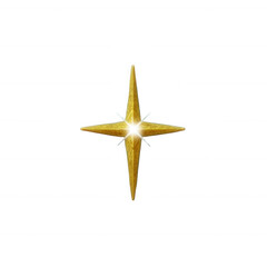 A golden star with a radiant glow, set against a white isolated background, perfect for use in graphic designs and illustrations.