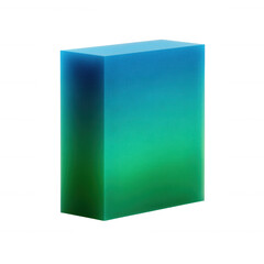 A gradient block in shades of blue and green, showcasing a smooth transition of colors and soft edges on a white isolated background.