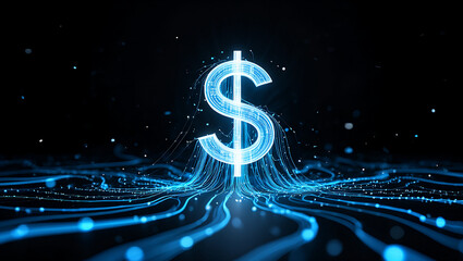 Digital currency dollar sign concept finance technology stock market invest