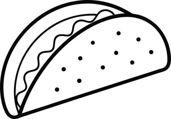 Illustrated Taco with Layers Labeled for Infographic Line art illustration