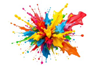Explosion of colorful oil paint isolated on transparent background
