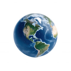 Fototapeta premium A realistic globe of the Earth showcasing continents and oceans, symbolizing global awareness and environmental importance against a white isolated background.