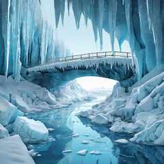 Digital Mixed Media Art of Arctic Ice Bridge Using Rotoscope Technique