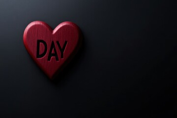 Valentine's Day text in elegant minimalist style, dark black backdrop, premium typography layout, creative use of negative space