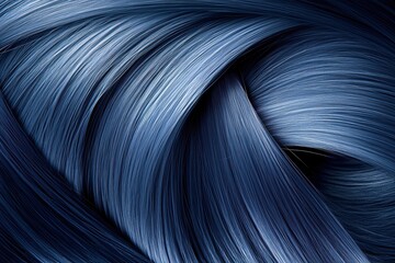 A close-up of smooth, flowing blue hair strands with a shiny finish.