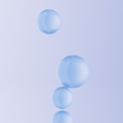 Beauty cosmetic product display template. Abstract pastel blue spheres composition. Serene and clean aesthetic concept of balance, cosmetics, or futuristic ideas.