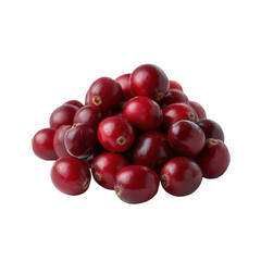 A vibrant pile of fresh red cranberries isolated on a white background, showcasing their natural color and texture, perfect for culinary and health-related themes.