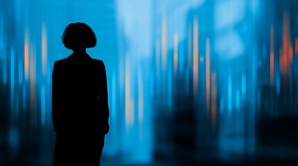 Fototapeta premium Silhouette of a Person Against an Abstract Blurred Background