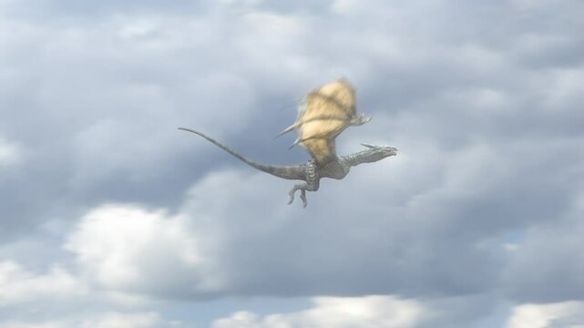 Realistic Dragon flying in the sky.