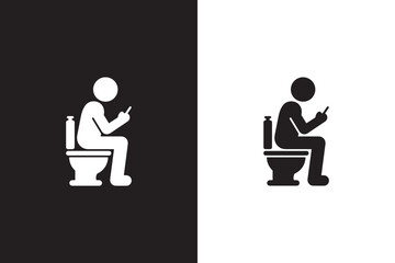 Person on Toilet Using Phone Icon