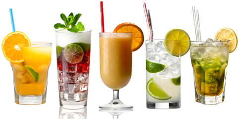 cocktails  gin tonic blue lagoon isolated on white background  PNG