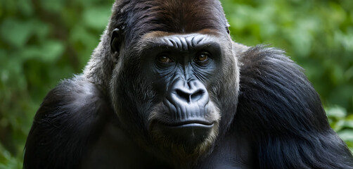 Obraz premium Intense gorilla face close-up portrait 