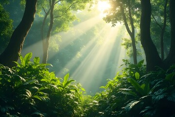 sun rays in the forest