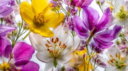 Vibrant Floral Arrangement with Colorful Blossoms in Soft Focus Ideal for Nature-Themed Designs and Decorations