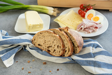 Rustic Breakfast with Sliced Bread