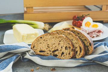 Rustic Breakfast with Sliced Bread
