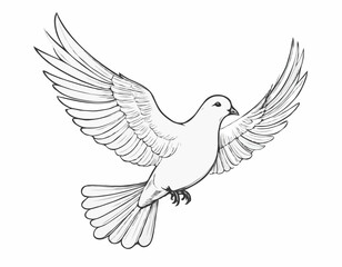 Tranquil Dove Line Sketch, Symbol of Peace and Harmony, Ideal for Inspirational Designs