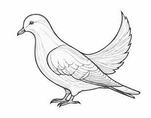 Tranquil Dove Line Sketch, Symbol of Peace and Harmony, Ideal for Inspirational Designs