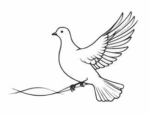 Tranquil Dove Line Sketch, Symbol of Peace and Harmony, Ideal for Inspirational Designs