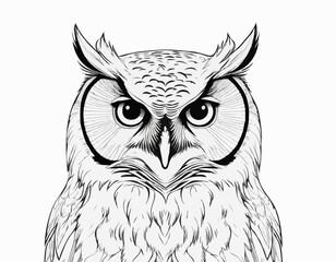 Intriguing Owl Line Art Design Showcasing Wisdom and Mystery