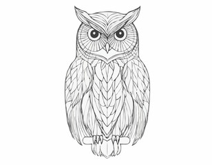Intriguing Owl Line Art Design Showcasing Wisdom and Mystery