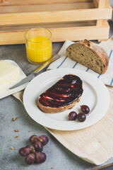 Rustic Bread Slice with Fruit Jam