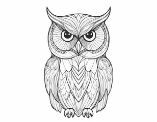 Intriguing Owl Line Art Design Showcasing Wisdom and Mystery