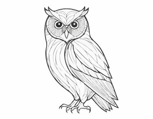 Intriguing Owl Line Art Design Showcasing Wisdom and Mystery