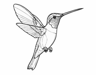 Playful Hummingbird Line Art Sketch Capturing Vibrant Elegance