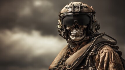 Fototapeta premium skeleton pilot in uniform