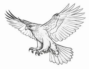 Powerful Hawk Line Art Sketch Embodying Strength and Focus