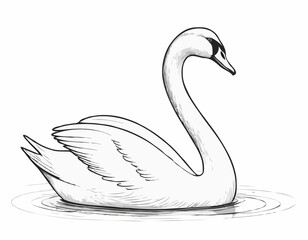 Graceful Swan Line Drawing, Elegant Minimalist Artwork for Nature Enthusiasts