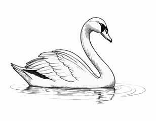 Graceful Swan Line Drawing, Elegant Minimalist Artwork for Nature Enthusiasts