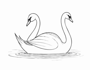 Graceful Swan Line Drawing, Elegant Minimalist Artwork for Nature Enthusiasts