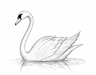 Graceful Swan Line Drawing, Elegant Minimalist Artwork for Nature Enthusiasts