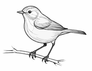 Charming Songbird Line Art Illustration in Nature's Harmony
